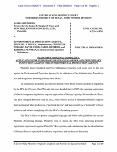 Screenshot of the filed original complaint